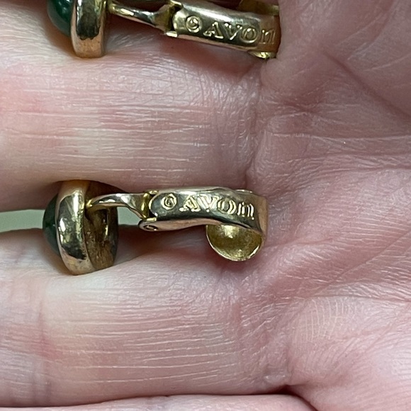 Avon Vintage Green Round Stone Clip On Earrings - Picture 6 of 9